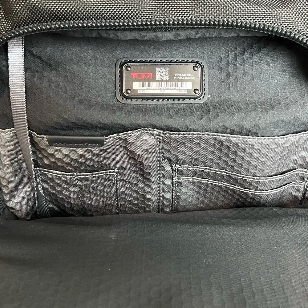 Tumi Backpack Alpha Bravo Black leather details. Pristine condition. - Picture 7 of 9